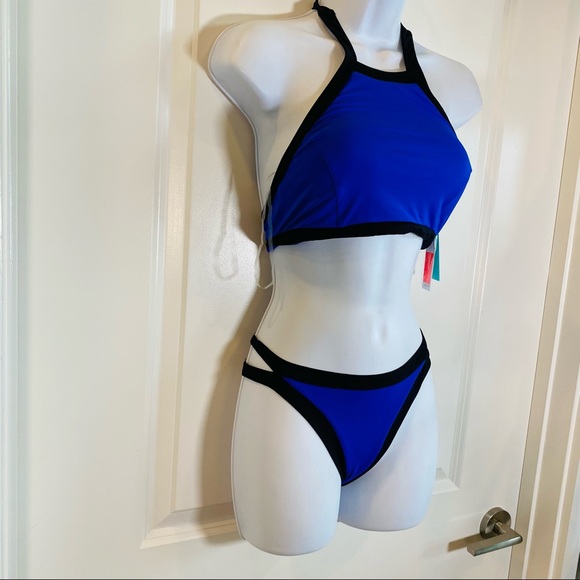 Seafolly Cobalt Blue Halter & Cutout Bikini Set - Picture 3 of 6